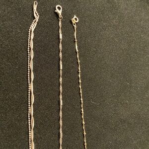 3 Sterling Silver Anklets - different designs